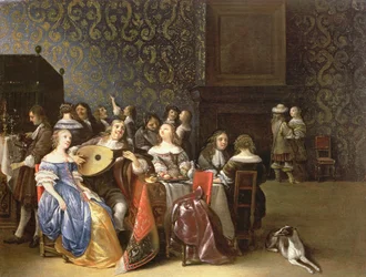 Elegante Gesellschaft beim Feiern in einem Innenraum